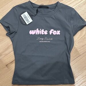 White Fox Boutique Era 8 baby Tee with Pink Logo